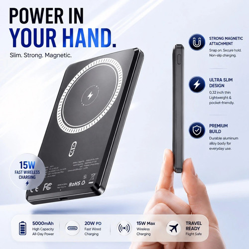5000mah magnetic power bank - power,