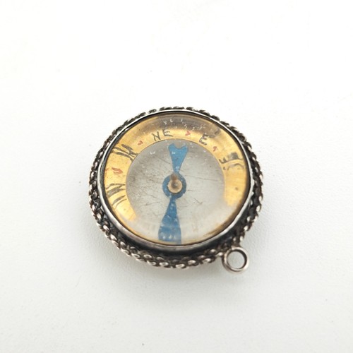 Antique silver compass - antique, pendant