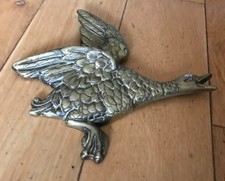 Vintage large brass flying duck wall mounted plaque  (DM)