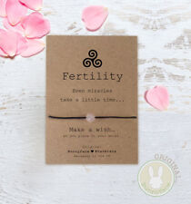 FERTILITY Wish Bracelet Card Rose Quartz Bead Friendship Gift IVF Hope Pregnancy