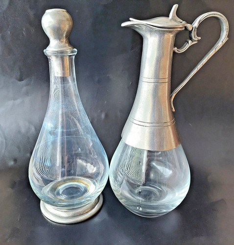 Pewter and glass liquor - pewter,