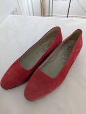 Laura Ashley Vintage Suede Leather Red Court Shoes Pumps EU 39  US 39 Great Cond
