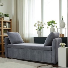 Grey Storage Ottoman with Lid