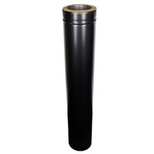 Black 1000mm Twin Wall Length Insulated Flue Pipe Wood Burning Multifuel Stoves