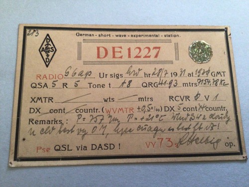 Qsl radio card germany - germany, 1931