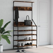 SVV Clothes Rack with Shoe Storage Smoked Oak 90x34x184 cm
