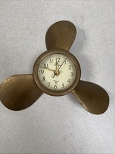 Vintage Propeller Solid Brass Nauticalia Quartz Wall Clock In Working Condition