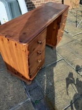 Solid Wood Desk with Drawers 130cm Long Home Office Furniture Study Desk