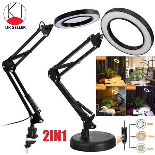 10x magnifier glass led desk - 10x,