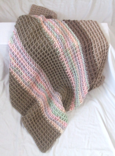 Pink mix hand crochet throw - hand,