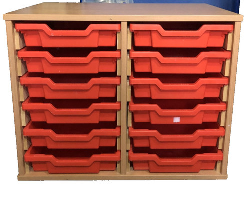 Wooden red shallow tray - 12,