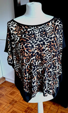 VGC Ladies FOREVER 21 Studded Shoulder INVERTED DIP HEM LEOPARD Print Blouse M