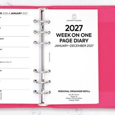 2027 Week on one page diary