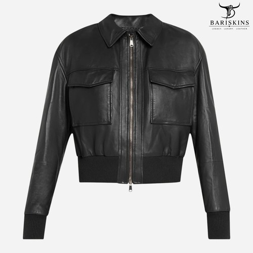 Women lambskin leather bomber - lambskin,
