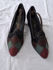 Vintage Women's Pump Shoes Size UK 5 EU 38 Suede Colorblock 70s 