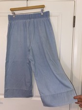 Ladies Sz 14 Falmer Heritage Light Blue Denim Effect Wide Leg Crop Trouser❤️L22