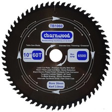 Charnwood TB1060 Low Noise Circular Saw Blade 250 x 30mm x 60T x 3.0k TB1060