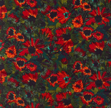 HARLEQUIN  CURTAIN FABRIC "Helianthus" 2.2 MTR VELVET VERMILLION/HARISSA/BAYLEAF
