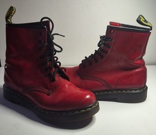 Dr Martens 1460W Women’s Red Leather Ankle Boots Size UK 5 Doctor Martins Docs