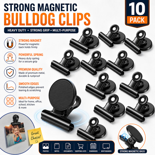 Strong magnetic bulldog clips - bulldog,