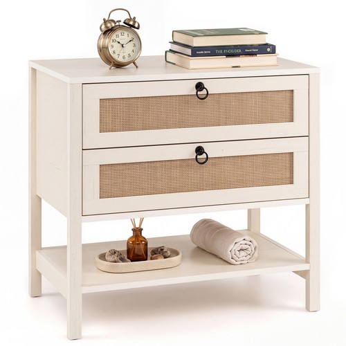 Rattan bedside table with - table,