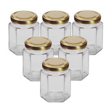 Glass Jam Jars Choice of Sizes and Lid Colours With Twist Off Lids - Pack of 6