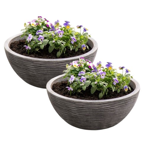 Grey round bowl planter - 2,