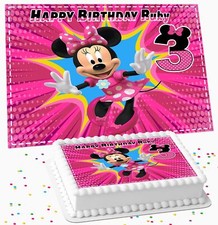 MINNIE MOUSE PERSONALISED BIRTHDAY PARTY ICING EDIBLE COSTCO CAKE TOPPER RM-1323