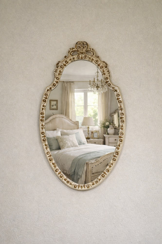 Vintage oval framed mirror - oval,