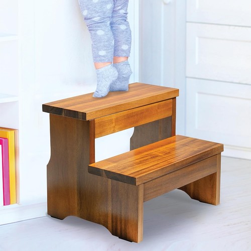 Wooden two step stool heavy - wooden,