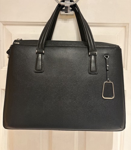 Tumi black leather briefcase