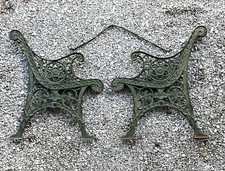 Vintage Cast Iron Park Bench Ends Rosette Garden Bench Antique