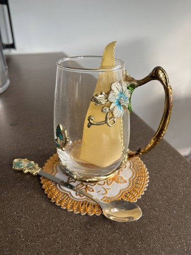 Floral enamel glass - enamel,