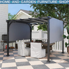 Large Metal Garden Pergola 3x3m Retractable Sun Shade Grey Patio Gazebo Canopy