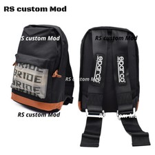 SPARCO Black JDM BRIDE Fabric Racing Seatbelt Strap Backpack Shoulders Bag
