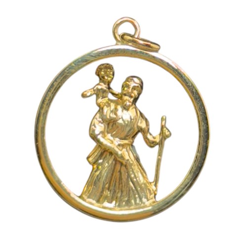 Gold christopher pendant - st,