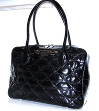 LULU GUINNESS **JENNY** PATENT BLACK LEATHER LIPS LARGE SHOULDER BAG HANDBAG QVC