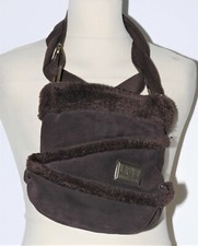 UGG SHOULDER MESSENGER BAG SUEDE AND SHEEPSKIN DARK BROWN