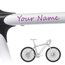 2 x Custom Bike Name Stickers For Cycle Frame - Handwriting Style