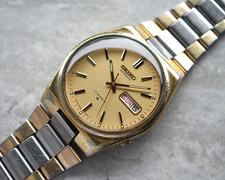 April 1978 Seiko Men's Automatic Watch Two Tone Bracelet Day Date Gold 6309