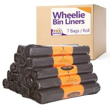 Heavy Duty Wheelie Bin Bags on a roll 300L Black Liners for Rubbish Refuse Waste