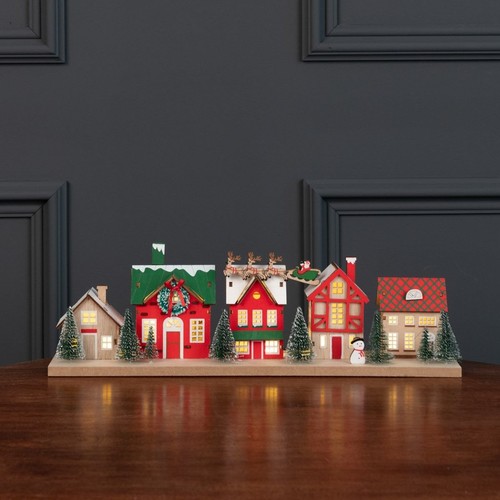 Wooden led christmas village - wooden,