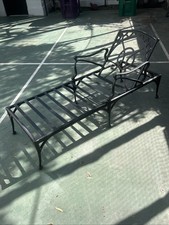Vintage Wrought Iron Chaise Lounge Chair Patio Furniture Adjustable SOLID