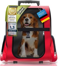 Peak Red Pet Trolley & Backpack Carrier 🐾 with Telescopic Handle & Wheels