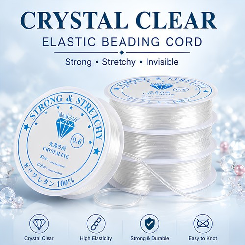 Clear nylon beading elastic - clear,