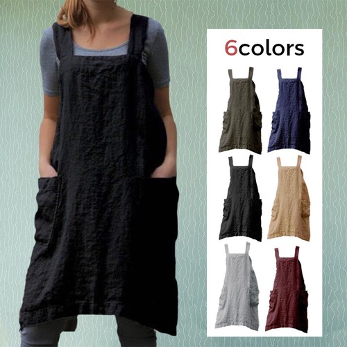 Cotton linen cross - back, apron