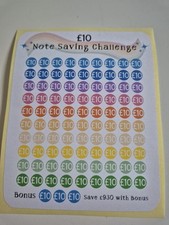 Money Tin Tracker £10 Coin note Saving Challenge Sticker x 1 Piggybank 13cm