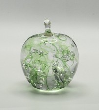 Green Swirl Art Glass Apple