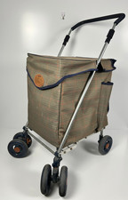 The Sholley Trolley 2000 Shol-Eco Brown/Blue Check 6 Wheels Foldable Walking Aid