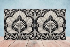 Art Deco Design Ceramic tiles -Set of 2 Art Deco Wall Decor Tiles, Art Deco tile